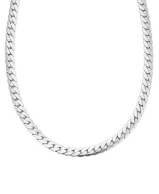 Tarnish Resistant Men's Silver Flat Curb Chain Necklace