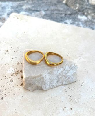 Tarnish Resistant Gold Nesting Curved Band Ring Set