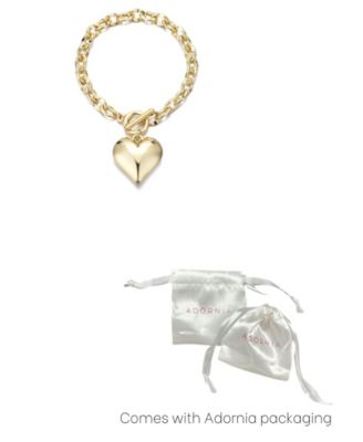 Gold Puffy Heart Link Bracelet