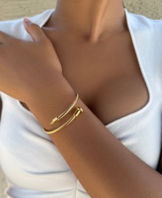 Tarnish Resistant Gold Nail Head Wrap Cuff Bracelet