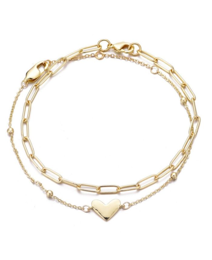 ADORNIA Gold Chain and Heart Bracelet Set