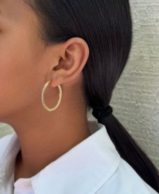 Gold CZ Infinity and Plain Hoop Earring Set