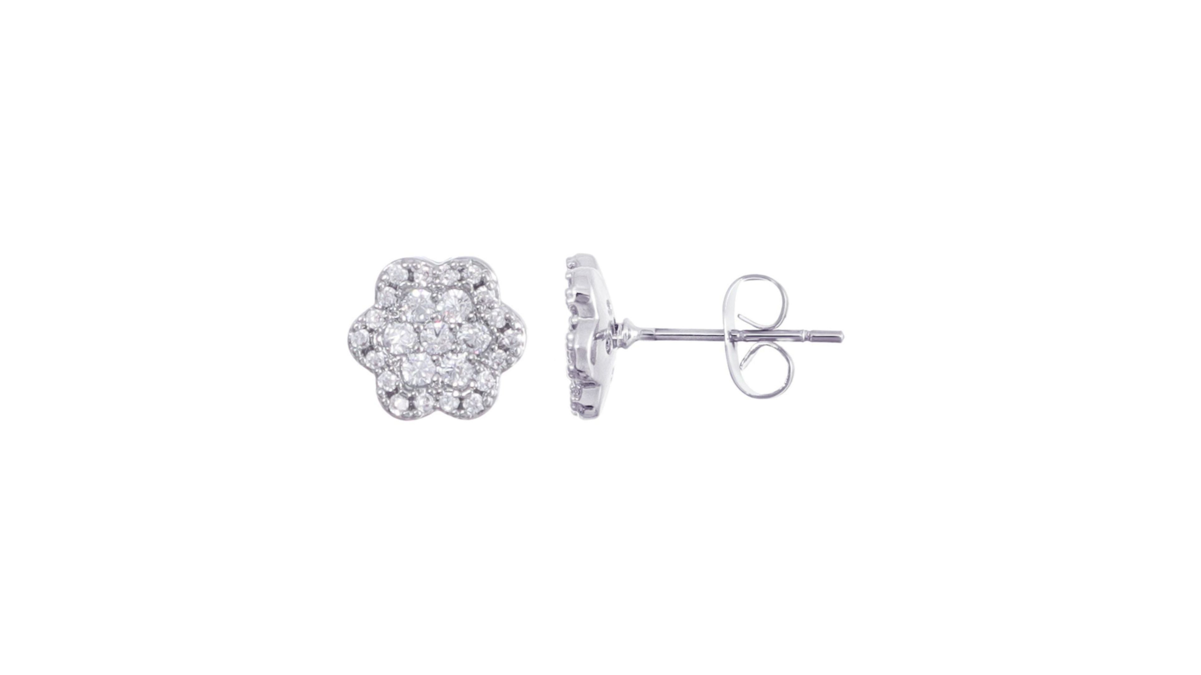 Adornia Silver Cz Flower Halo Stud Earrings