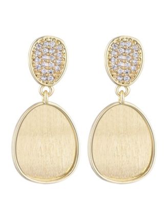 Gold Crystal Satin Finish Drop Earrings