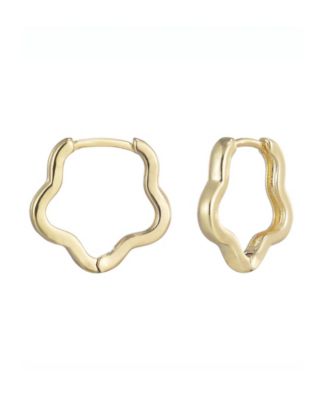 Gold Flower Shaped Hoop Earrings