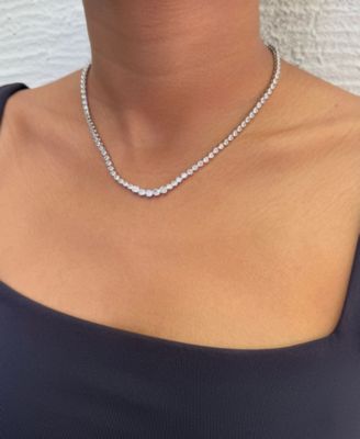 Silver Crystal Bezeled Tennis Necklace