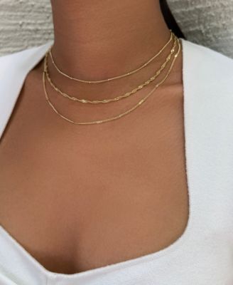 Gold 3-Chain Necklace Set
