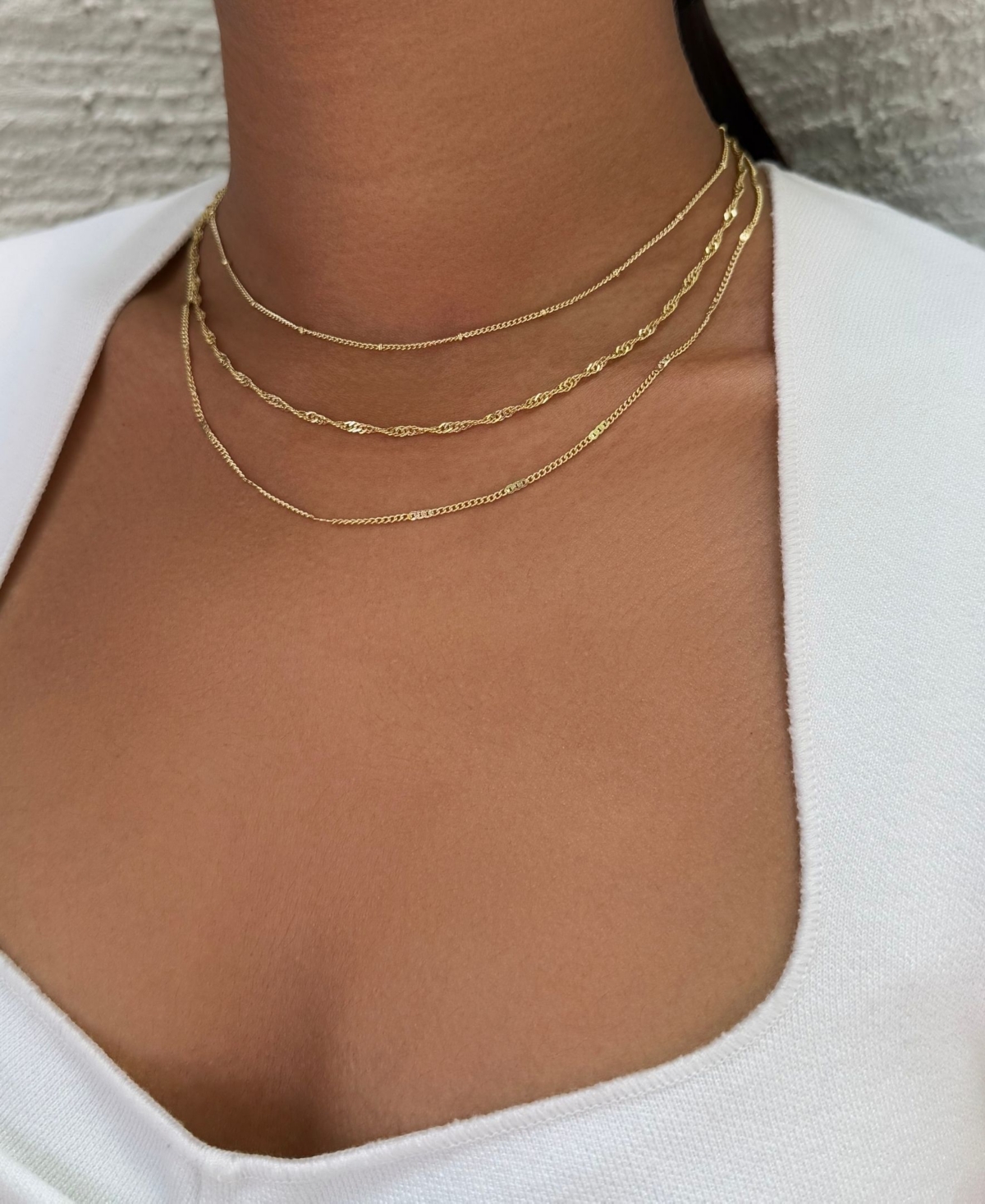 Adornia Gold 3-Chain Necklace Set