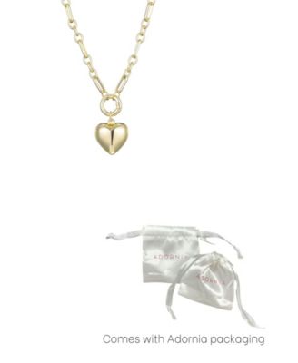 Gold Puffy Heart Link Necklace