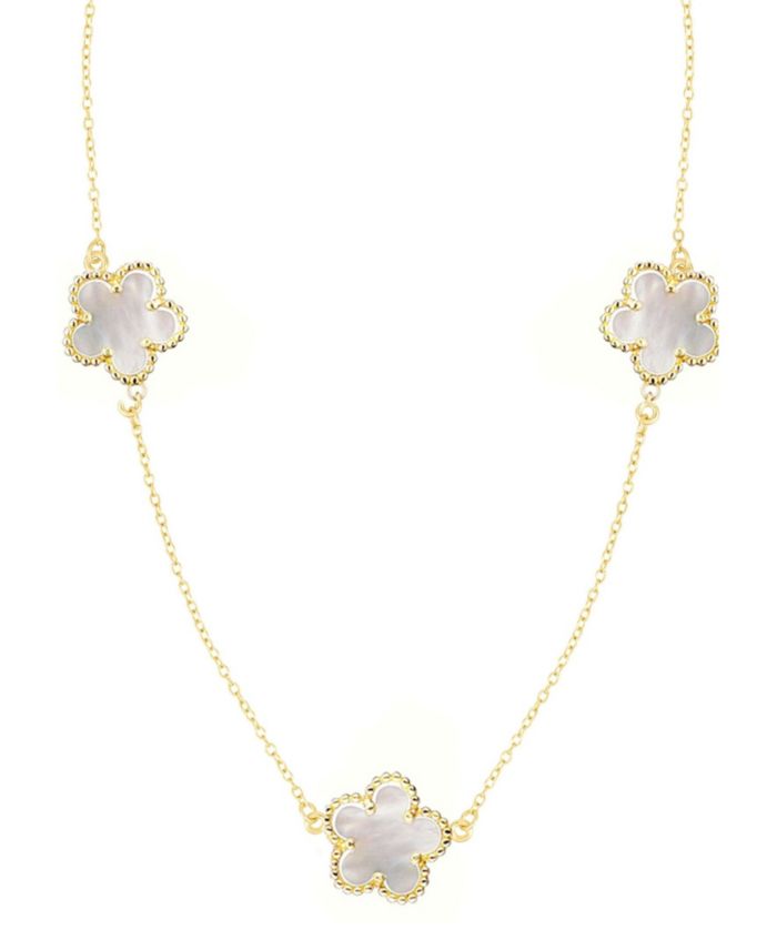 ADORNIA Gold Mother of Pearl 36" 5-Leaf Clover Station Necklace