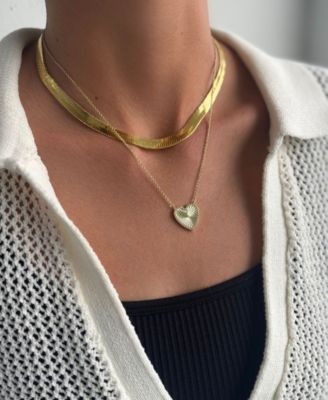 Gold CZ Prismatic Heart Necklace