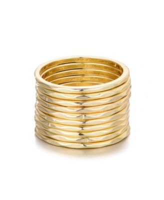 Gold 10- Ring Hammered Band Set