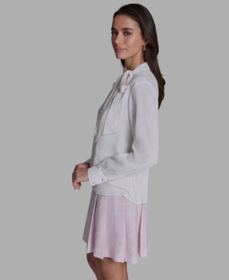 Women's Long-Sleeve Tie-Neck Blouse