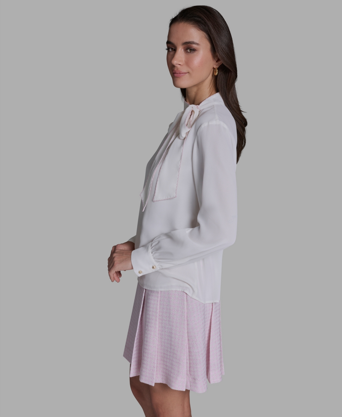 Bcbg Women's Long-Sleeve Tie-Neck Blouse