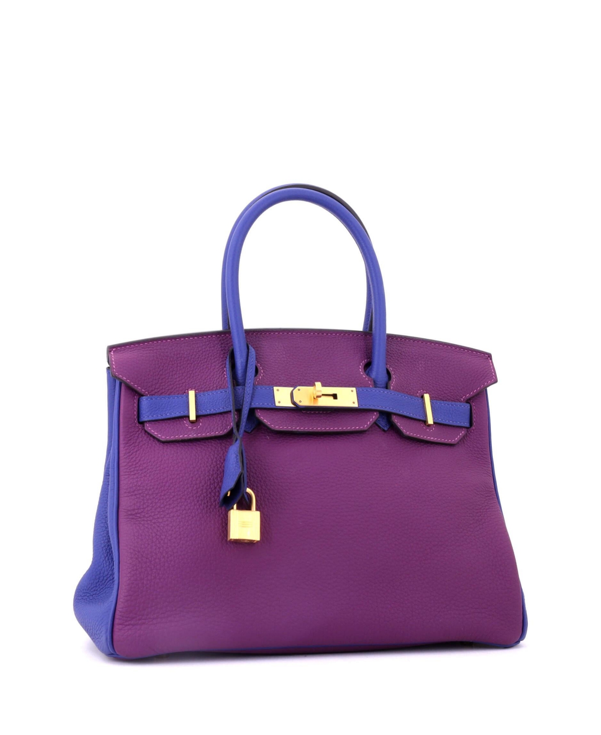 Pre-Owned HERMES Birkin 30 Handbag Bicolor Togo with Brushed Gold Hardware