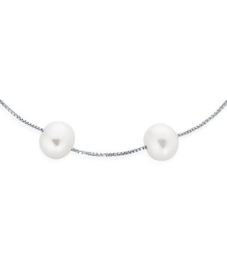 Tin Cup Style 8MM Freshwater Cultured Pearl Station Bracelet.