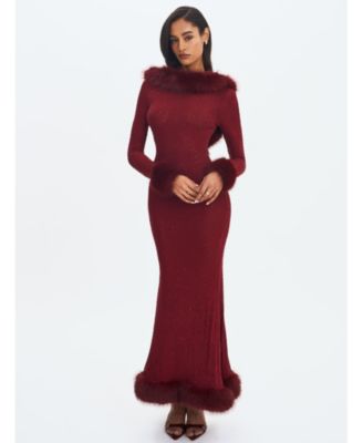 Women's Rhinestone Mesh Low Back Mermaid Gown