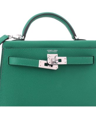 Kelly 20 Handbag Green Epsom with Palladium Hardware
