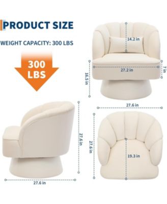 Swivel Barrel Chair - Velvet Upholstered Modern Armchair with Striped Backrest & Plush Padding, Round Lounge Chair for Living Room, Bedroom