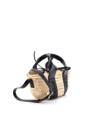 Medium Sense Basket Tote Raffia with Leather