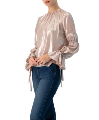 Women's Straight Metallic Sheer Blouse
