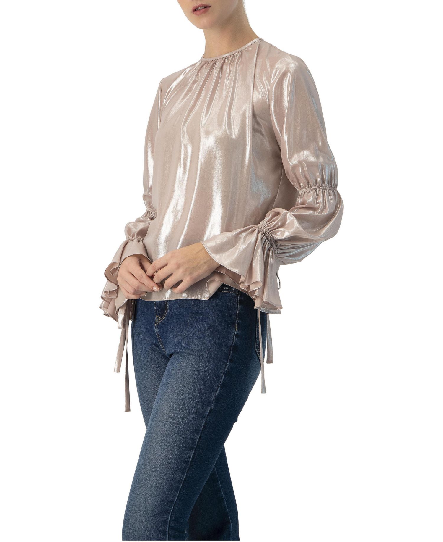 Women's Straight Metallic Sheer Blouse