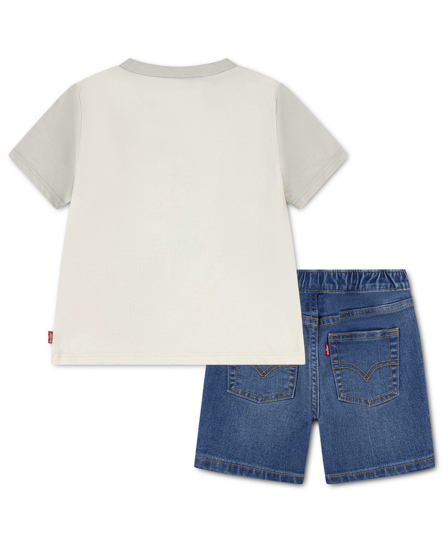 Комплект для мальчика Levi's: футболка и джинсовые шорты, 2 предмета, цвет: Молочный белый / Синий — фото 2