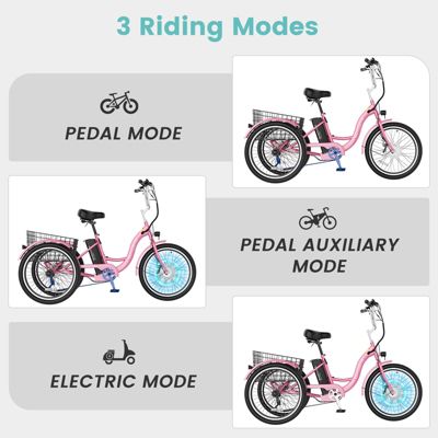 350W Electric Tricycle for Adults with 24" x 2.1" Wheels