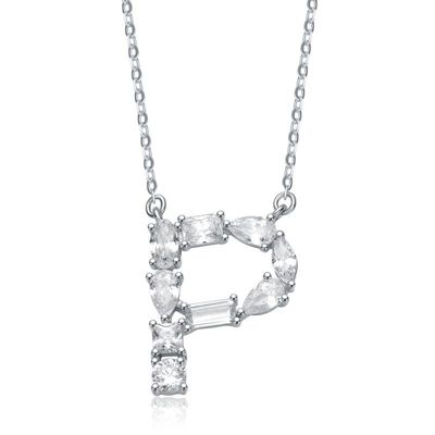 Genevive Brilliant Plated Cubic Zirconia Initial Necklace - Initial p 55$