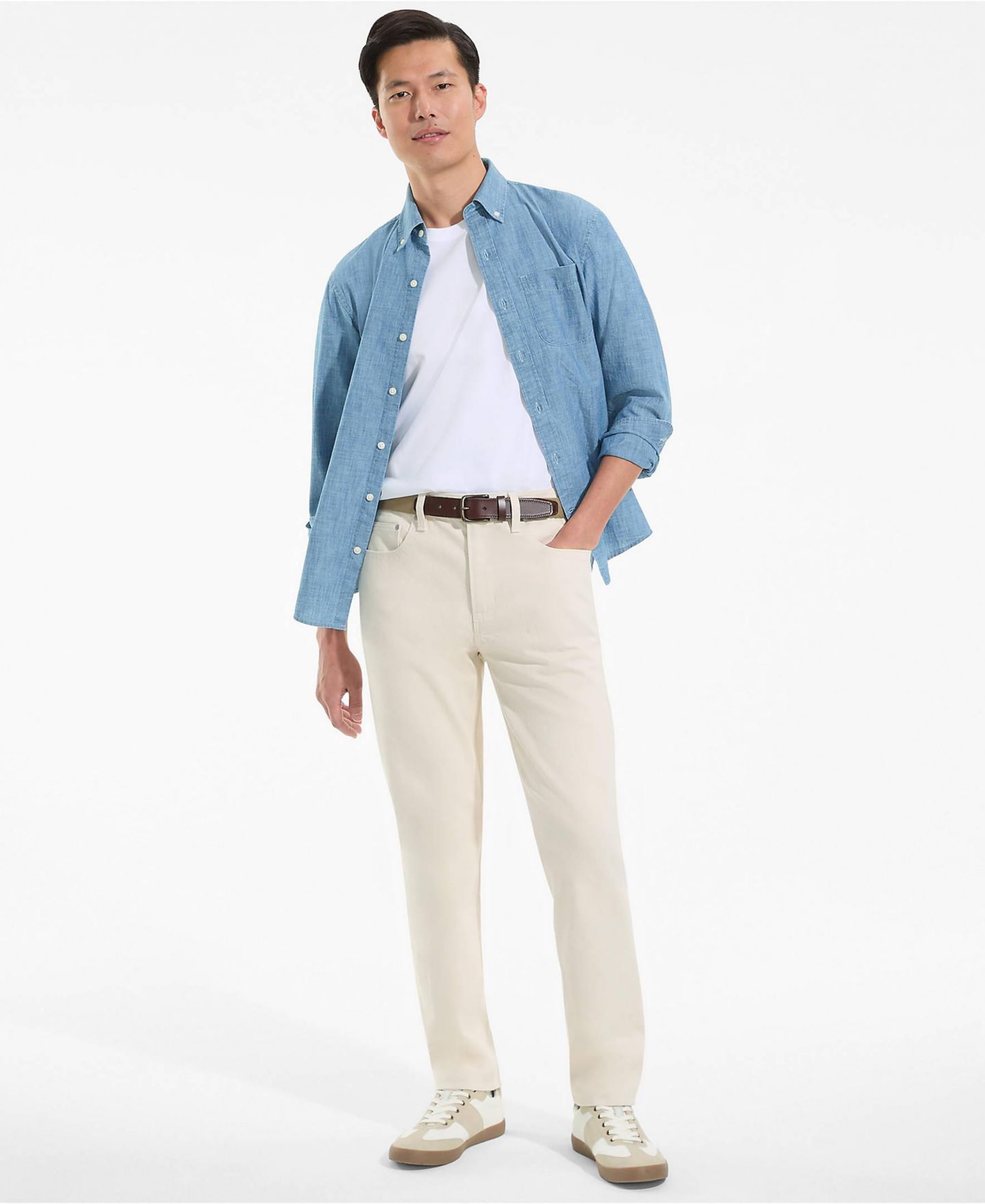 Мужские джинсы Lands' End Stretch Slim Fit Jean, цвет: Натуральный — фото 4