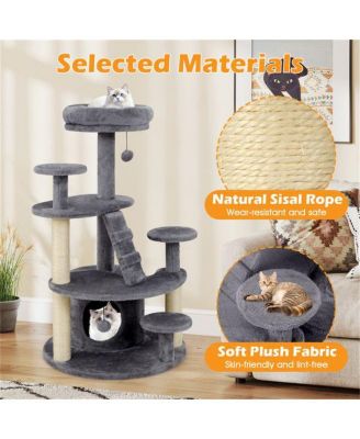 Cat Tree for Munchkin & Senior Cats, 40-Inch with Stable Wide Base, Soft Padded Perches & Large Condo for Easy Access