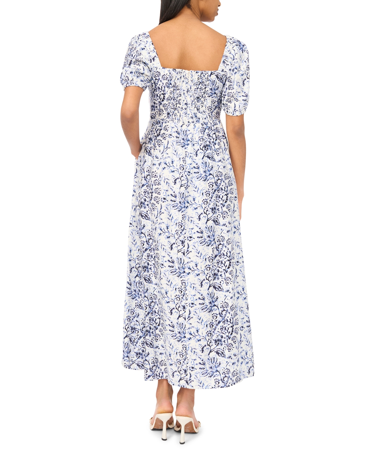 Msk Women's Short-Sleeve Square Neck Maxi Dress