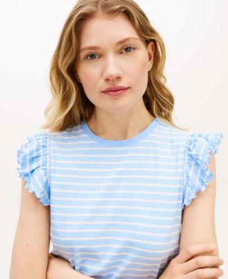 Women's Frill-Sleeve Crew Neck Top