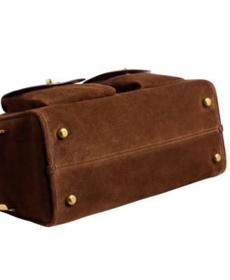 Haversack Large Suede Turnlock Shoulder Bag