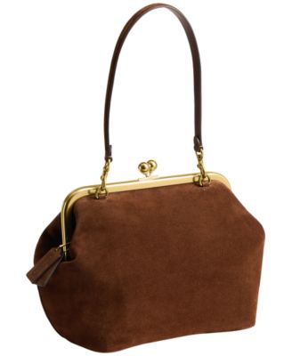 Suede Small Kisslock Frame Bag