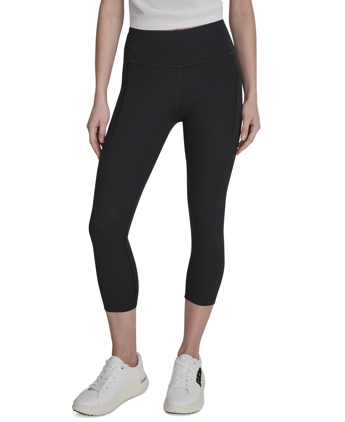 Dkny Sport Women's High Waist Cropped Leggings In Black