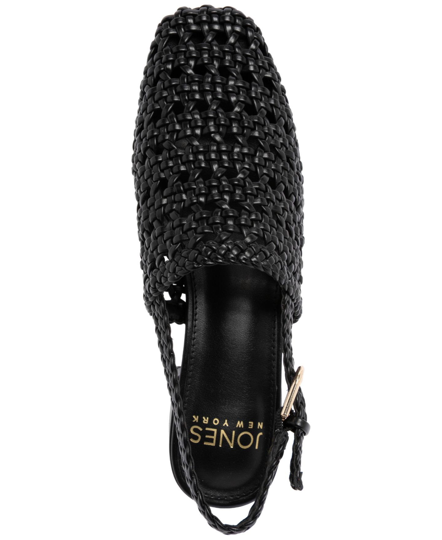 Женские туфли Jones New York Mateson Woven Block Heel Slingback Flats, цвет: Чёрный — фото 4