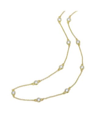 Classic Bezel Set Cubic Zirconia Chain Station Necklace