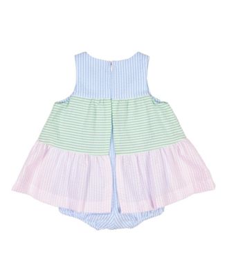 Baby Girl Seersucker Romper With Tulips