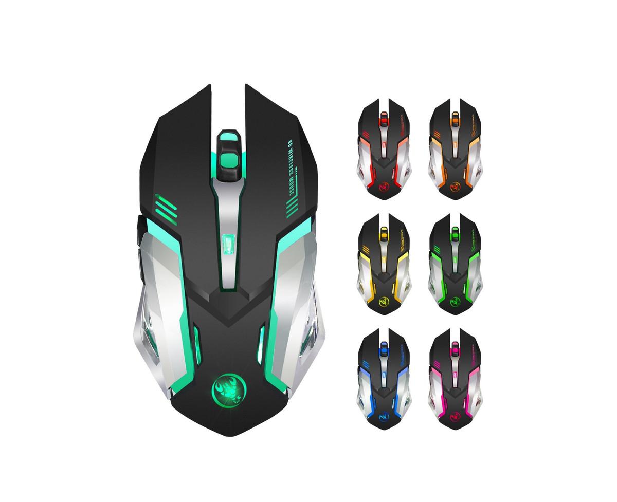 Risokeys Gaming Mouse-2.4G Wireless Rechargeable Mouse, 7-Color Rgb Backlit, 4 Adjustable Dpi, Ergonomic Design for Pc, Laptop, Gamers & Office Users