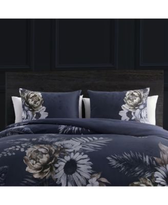 Forget Me Not 100% Cotton Sateen 3 Piece Reversible King Duvet Cover Set