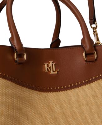 Straw & Leather Large Marcy Satchel Bag