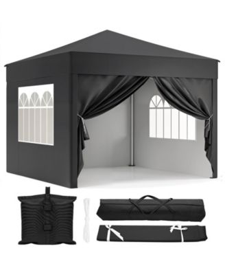 10 Ft x 10 Ft Folding Canopy Tent with 4 Removable Sidewalls and Carry Bag