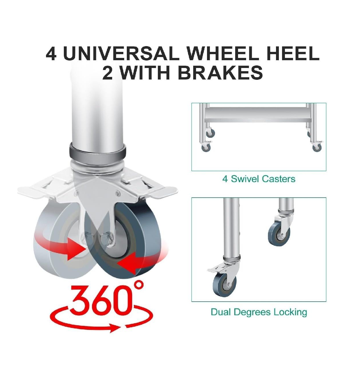 Gaomon Kitchen Table Stainless Steel Table Commercial Prep Work Table for Dining Room, Home Office, Living Room