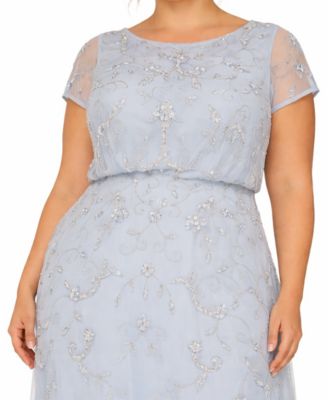 Plus Size Sequined-Mesh Evening Gown