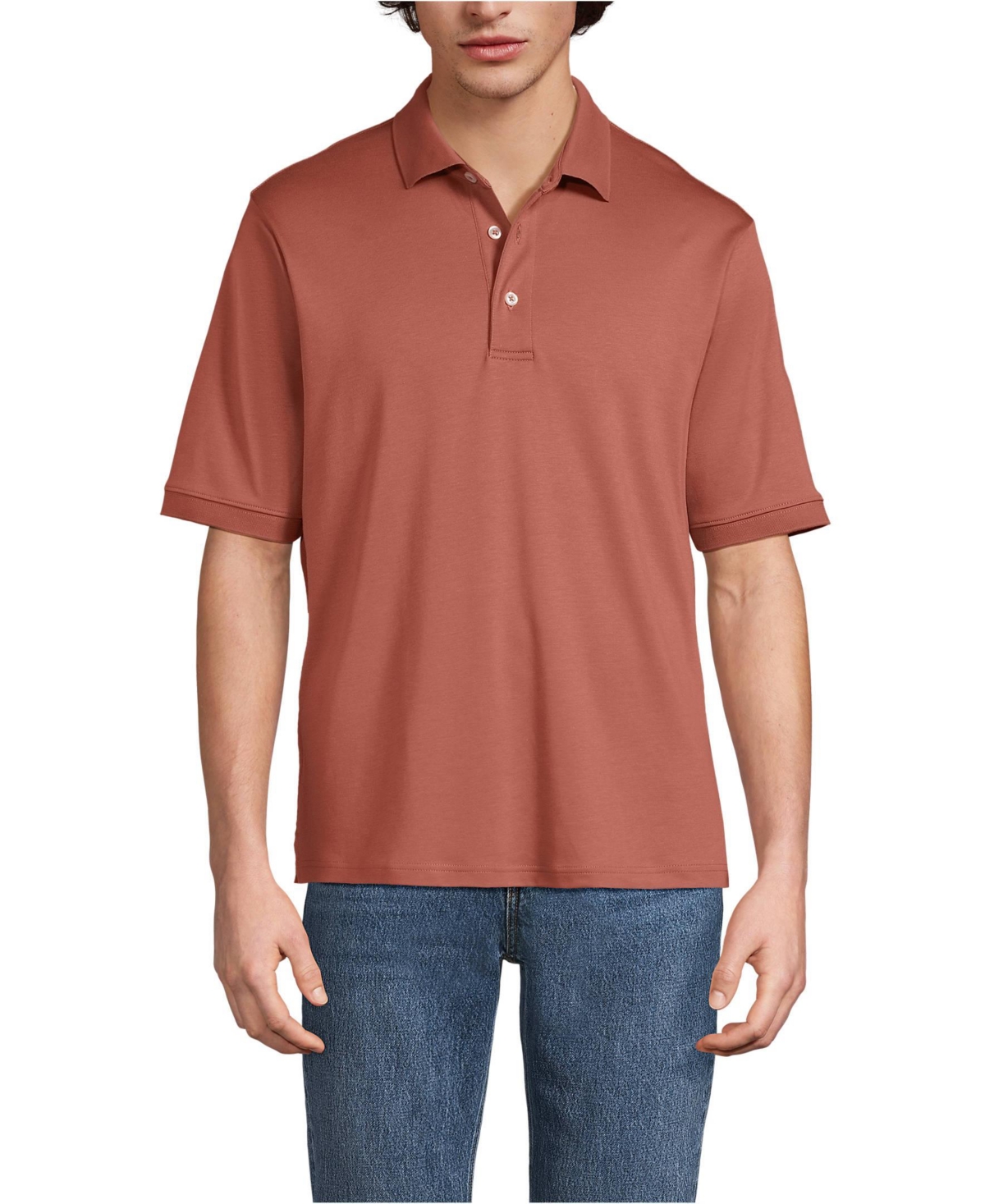 Lands' End Men's Short Sleeve Cotton Supima Polo Shirt - Earthen clay