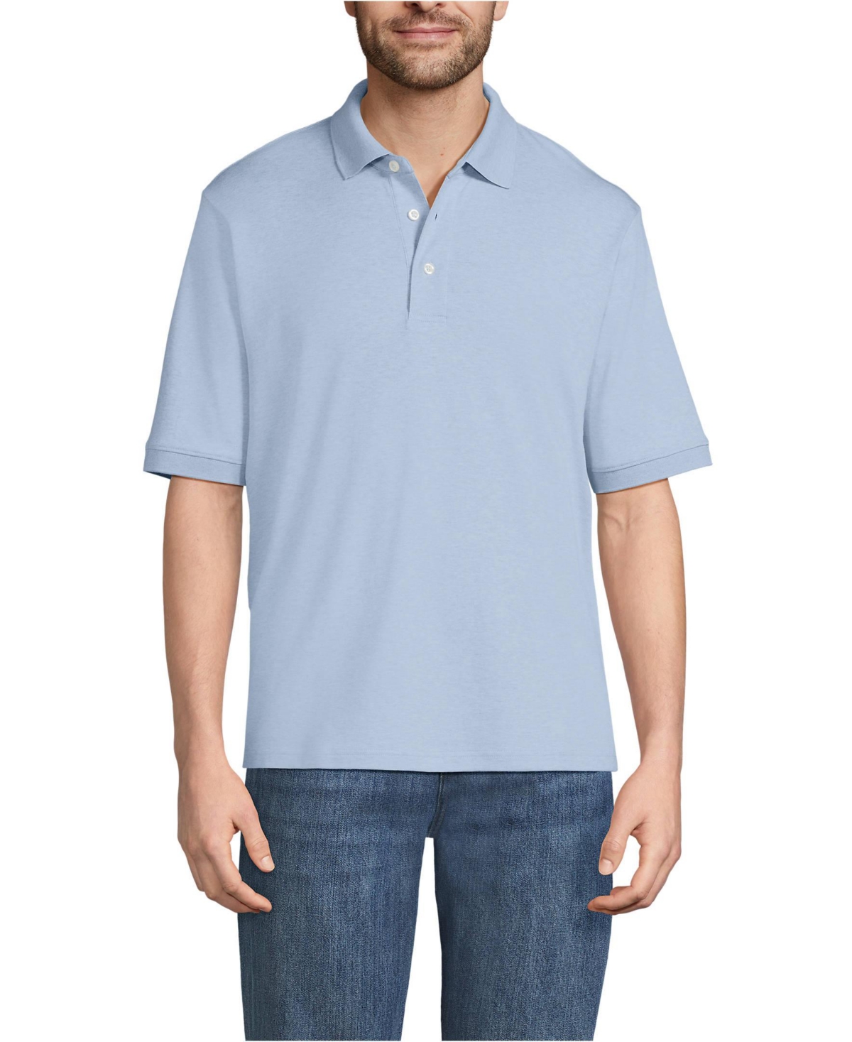 Lands' End Men's Short Sleeve Cotton Supima Polo Shirt - Light pool blue heather