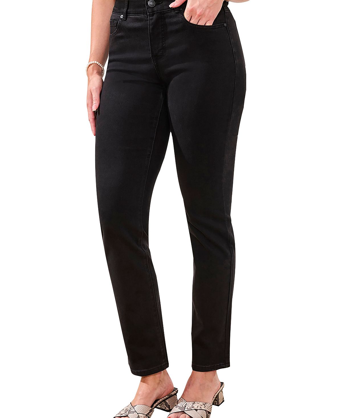 TRIBAL Women's Sophia Curvy Straight-Leg Jeans view 2 — MAYCSS fashion products