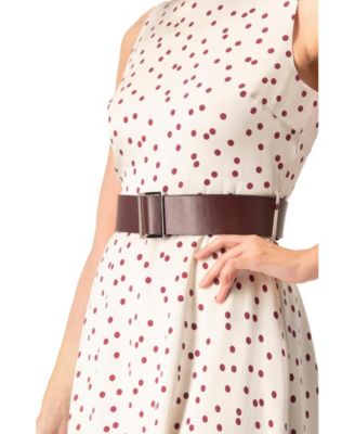 Women's Polka Dot Midi Dress with Belt