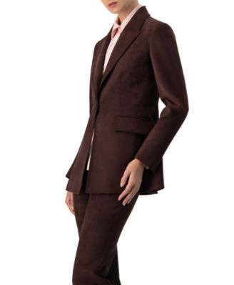 Women's Single-Breasted Faux-Suede Blazer